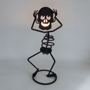 PartyLite Mr. Bones Metal Skeleton Halloween Tealight Candle Holder Retired